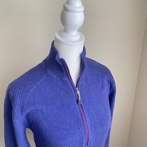 Eddie Bauer Stretch Cotton Half Zip Sweater Violet Medium